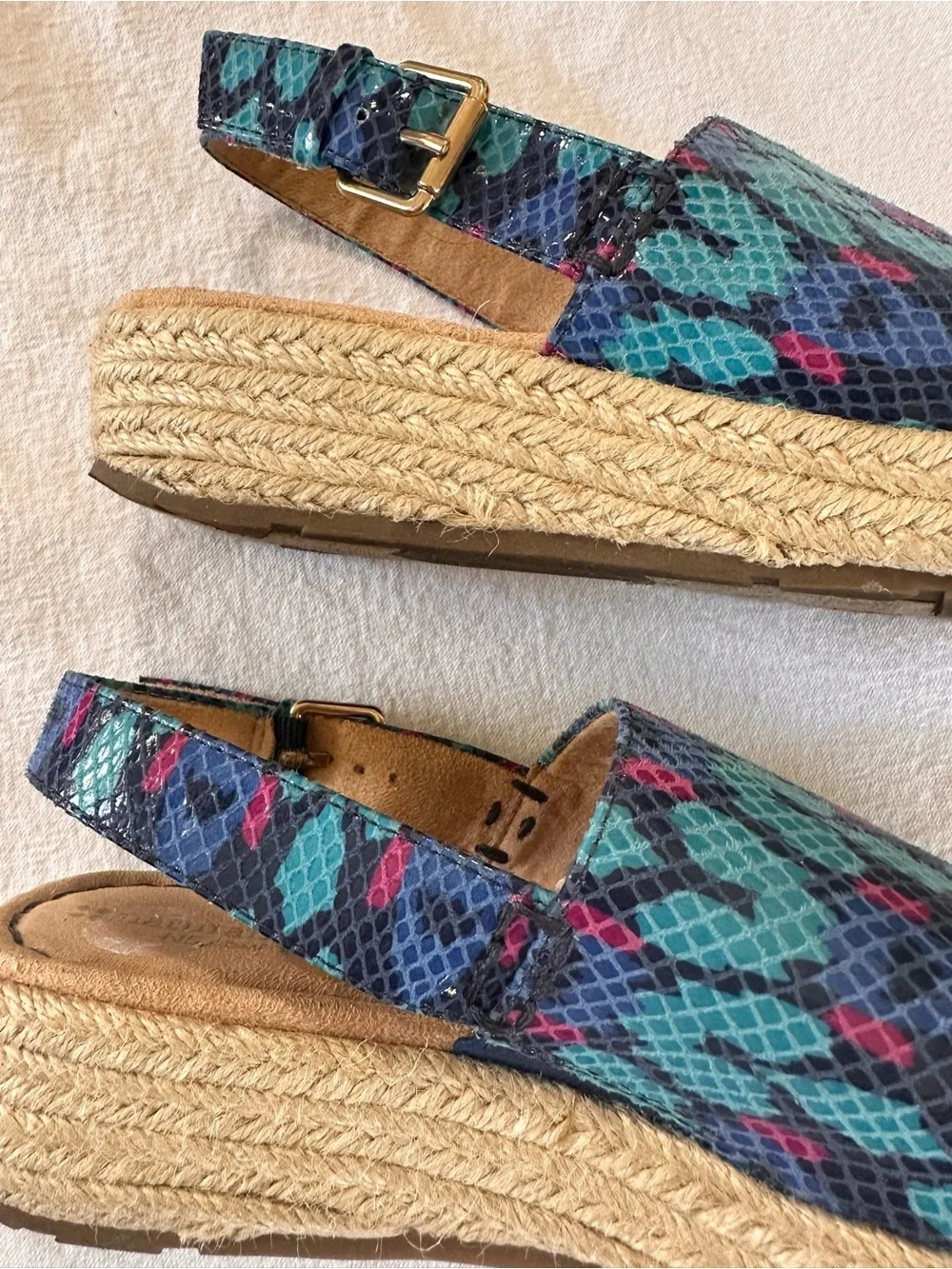Naturalizer 7.5 Blue Snake-Print Espadrille Slingback Sandals - Picture 5 of 10